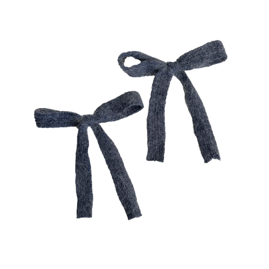 Gala Knitted Bows in Double Denim