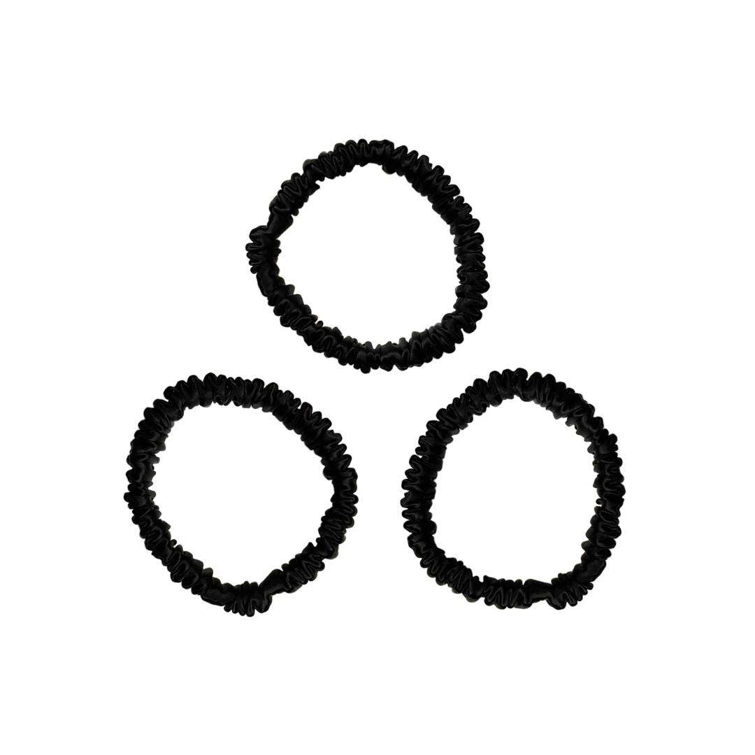 Mia Silk Scrunchies - Liqorice (Pack of 3)