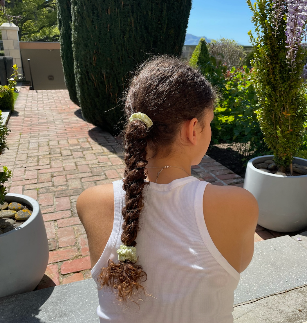 Mia Silk Scrunchie in Pistachio